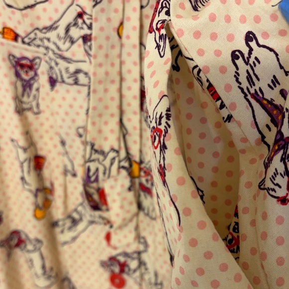 Whimsical Mod Cloth Polka Dot Corgi Dog Belted Dress Red Purple XL - Picture 8 of 9